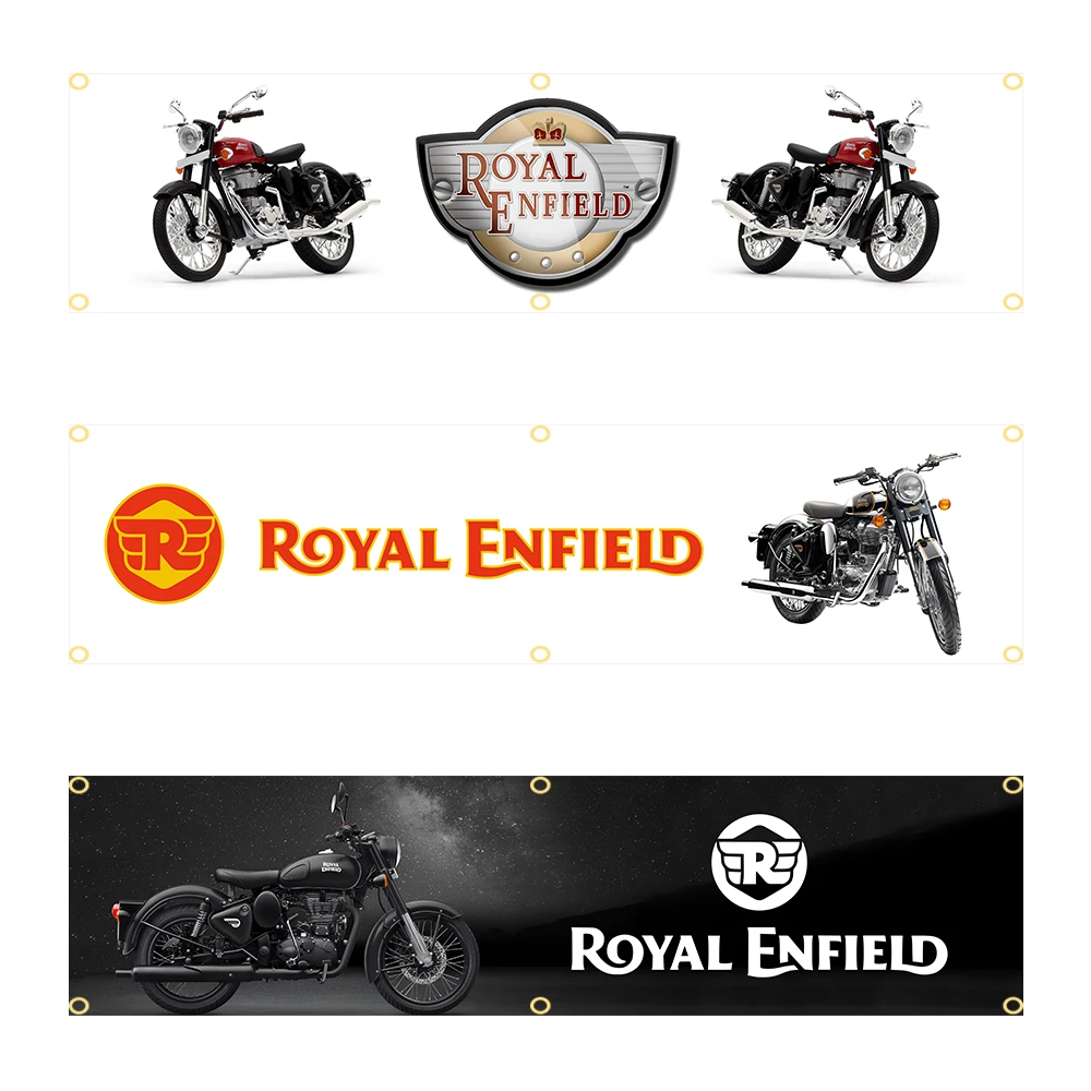 60x240cm ROYAL ENFIELDS Banner Tapestry Polyester Printed Flag Garage or Outdoor For Decoration