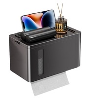 Wall Mounted Tissue Box Waterproof Toilet Paper Holder with Shelf for Bathroom Kitchen Storage Organizer Plastic Dispenser