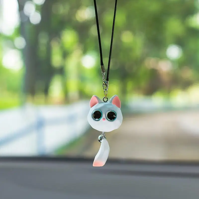 Cat Ornament Cute Car Rearview Hanger Resin Car Interior Decor Car Accessories Figurine Pendant For Garden Wall Window