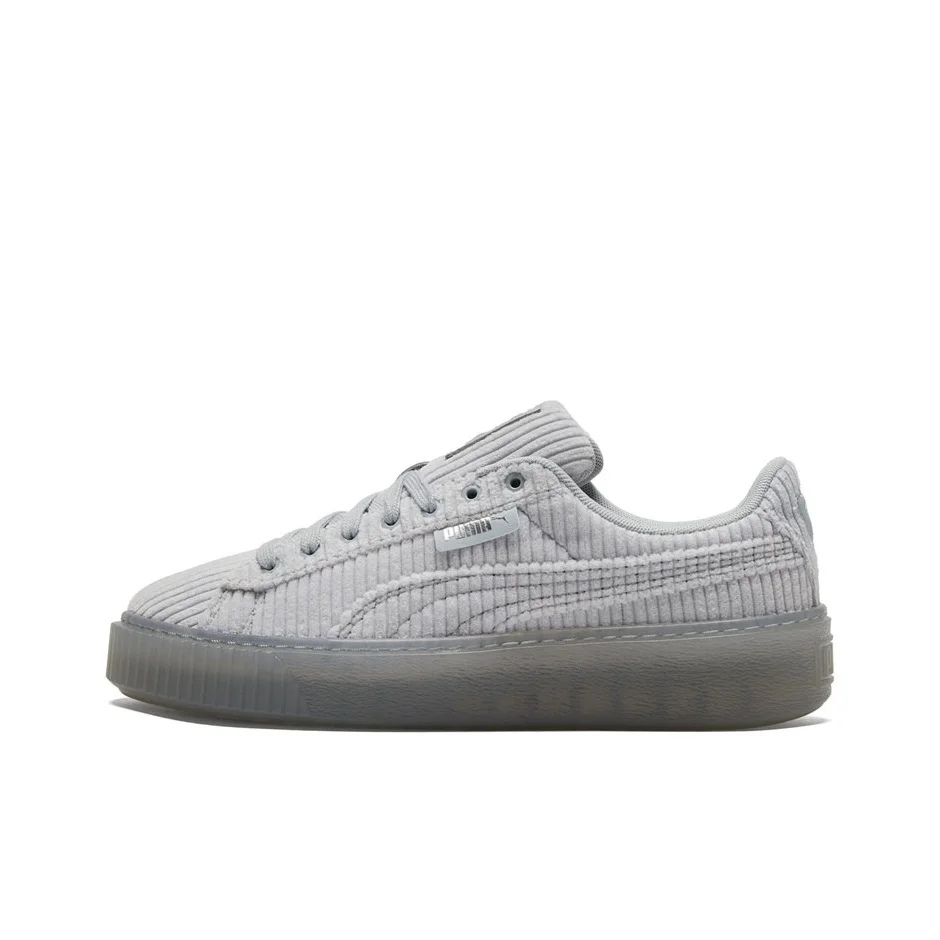 PUMA Basket Platform Textile, Artificial Leather Abrasion Resistant Lightweight Breathable Height Increasing Low top 384232-02