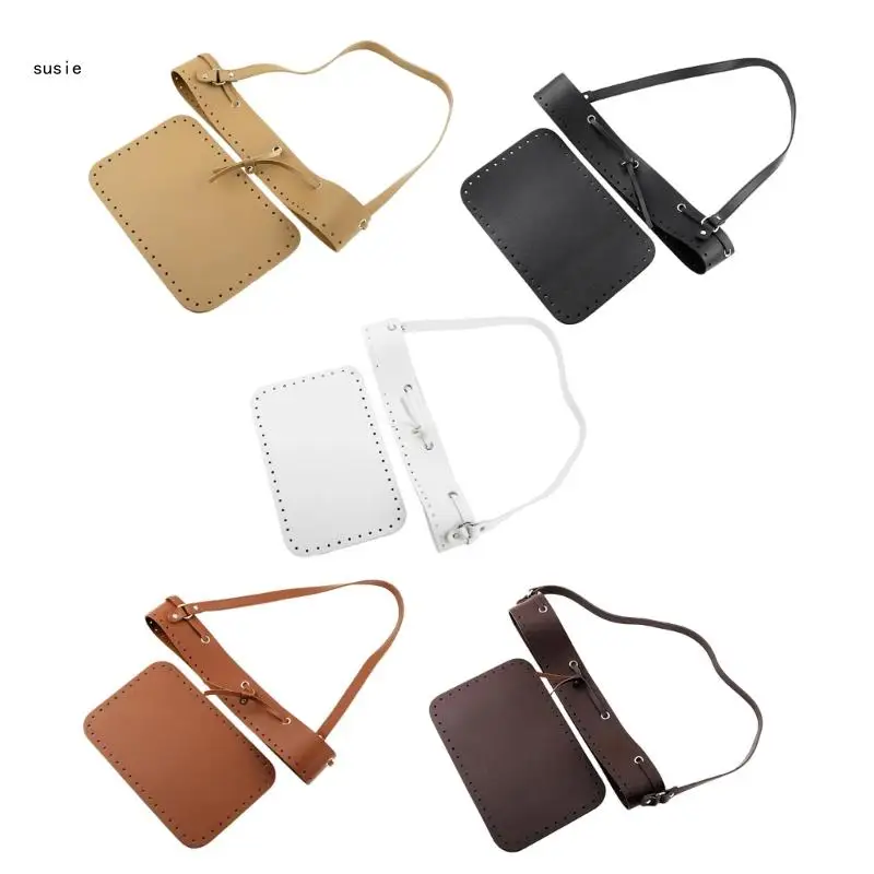 Solid Color Handbag Bag Accessories Set for Woman Handmade PU Leather Bucket Bag Bottom Drawstring Shoulder Strap X7YA