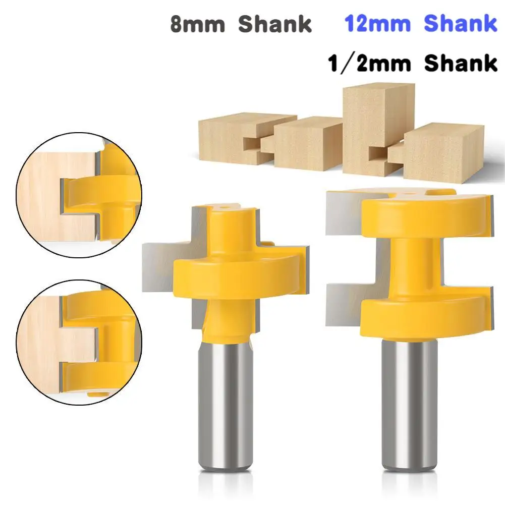 

T-Slot Square Tooth Tenon Milling Cutter Tongue＆Groove Assembles 1-1/2 Router Bits Set Carbide Tipped for Wood Woodworking Tools