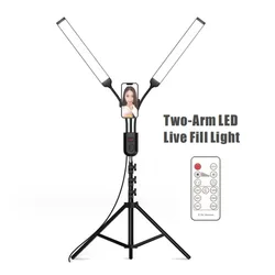 LED Video Light,60W Double Arms Beauty Light with Adjustable Tripod Stand, Dimmable 3200-5600K LED Video Light Photography Kit