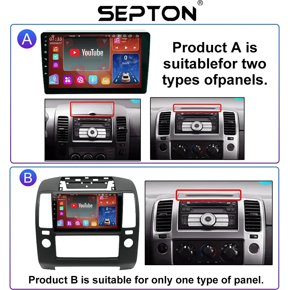 SEPTON Android Auto Car Radio for NISSAN NAVARA 2006 2007 2008 2009-2012 2Din Head Unit 4G Carplay Wifi BT GPS Smart Car Systems