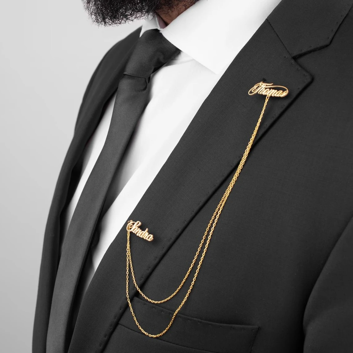 Custom Double Name Brooch Men Western-style Clothes Jewelry Personalized Nameplate Lapel Pins Groom Wedding Brocch