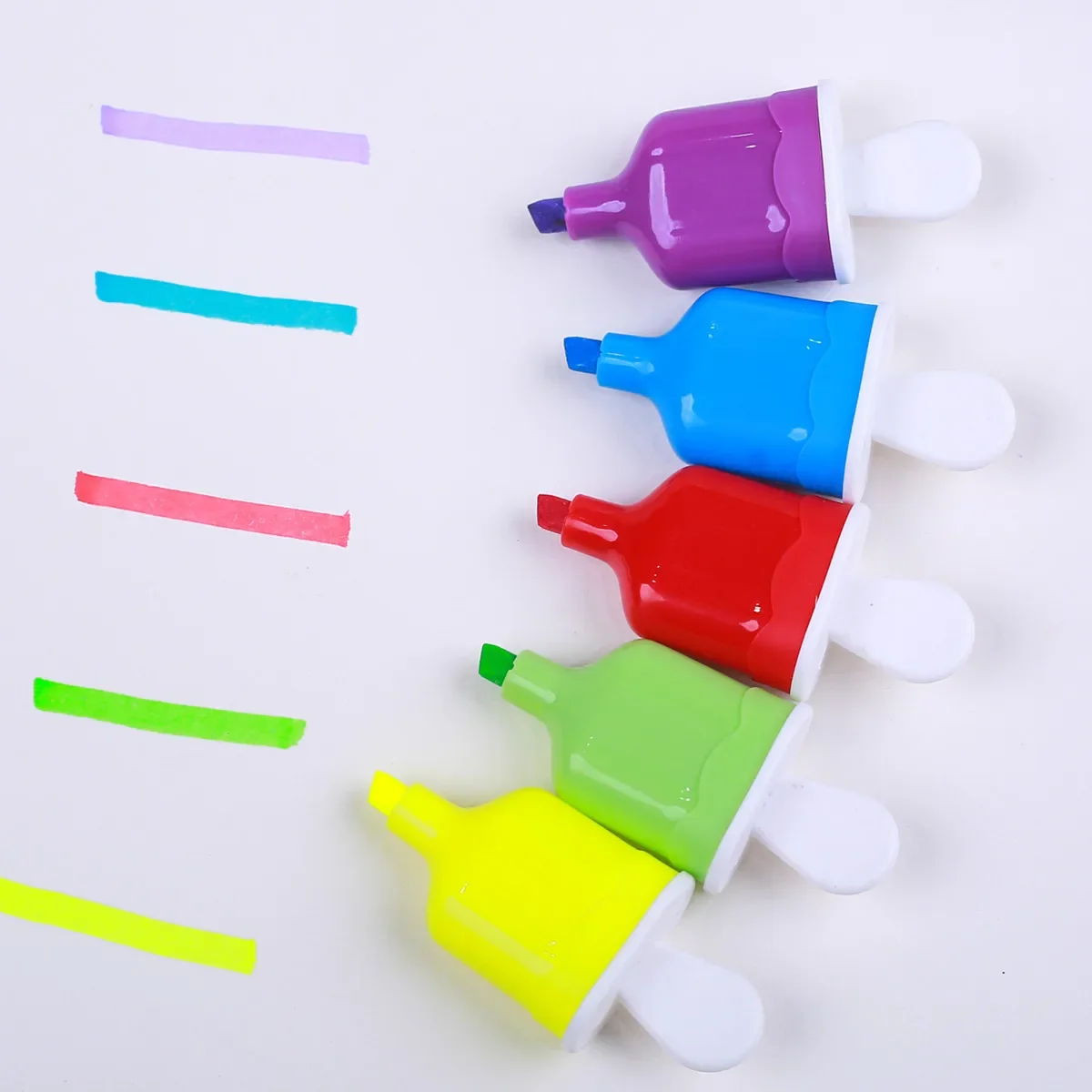 6 Stuks Ijslolly Vorm Mini Fluorescerende Pennen Markeerstift Kawaii Student Schilderij Marker Pennen Briefpapier Schoolbenodigdheden