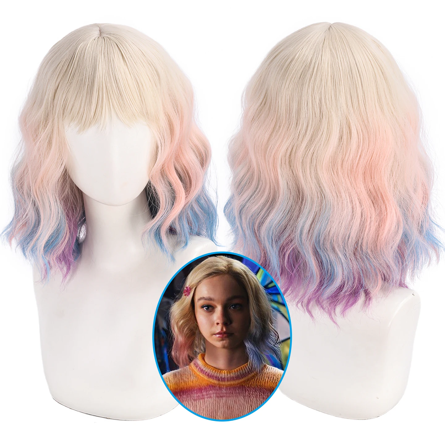 

Wolf Girl 2 Enid Sinclair Color Chicken rolls Short Hair cos Wig Wednesday Wig-Synthetic fiber wig