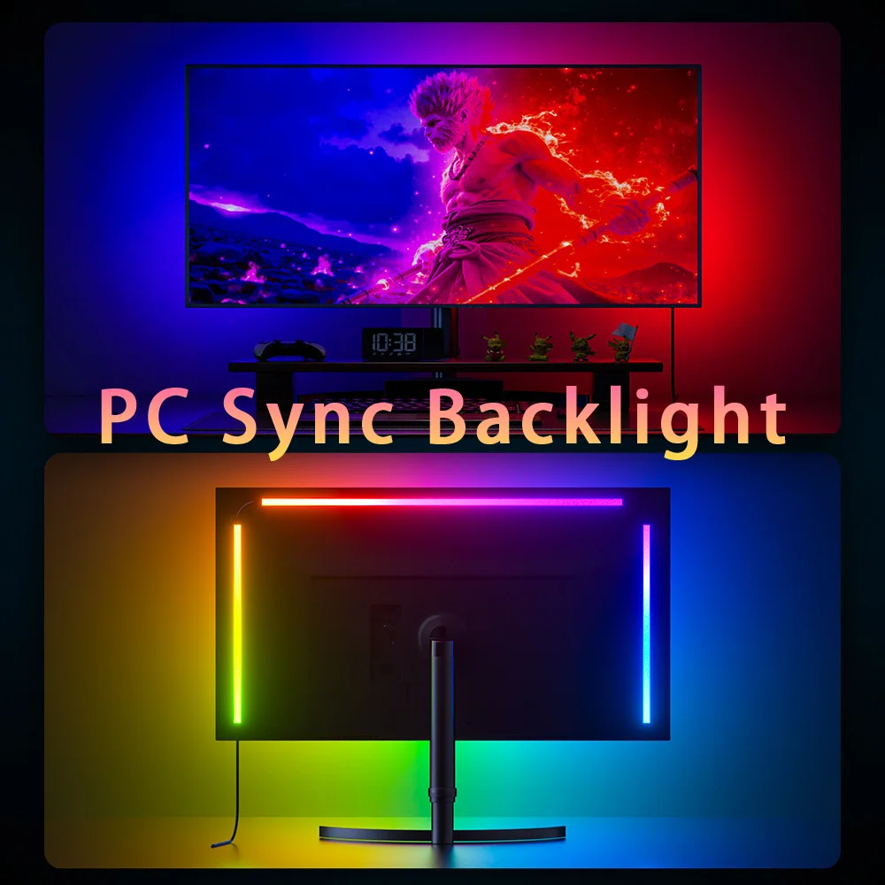 USB 5v Immersion Sync with Computer Monitor LED Light Strip, Dreamcolor RGBIC Rhythm Pickup Light for Gaming Decor, Xmas Gifts