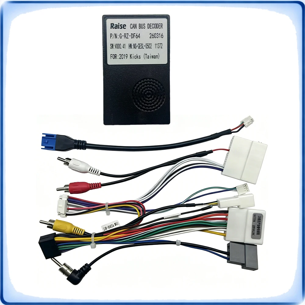 

Car Radio Wiring Harness with CANBUS Decoder for Nissan Kicks 2019 Taiwan Version Stereo Audio Power Cable Adapter