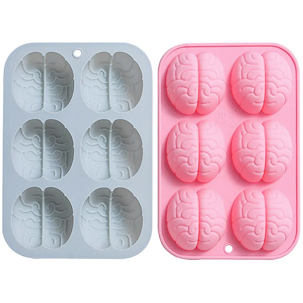 2Pcs Silicone Brain Mold Chocolate Flexible Candy Baking DIY Cake Fondant Mold Creative Silicone Baking Molds Kitchen Chocolate