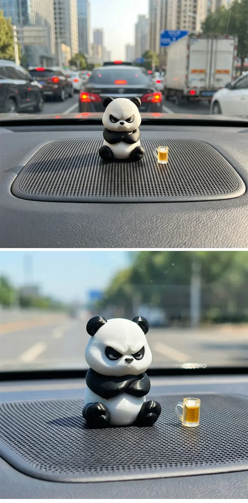 Lustiger 3D-gedruckter wütender Panda als Auto-Armaturenbrett-Deko, niedliche Auto-Accessoires zur Stresslinderung, Ornamente für Auto und Schreibtisch zu Hause. – Detail 4
