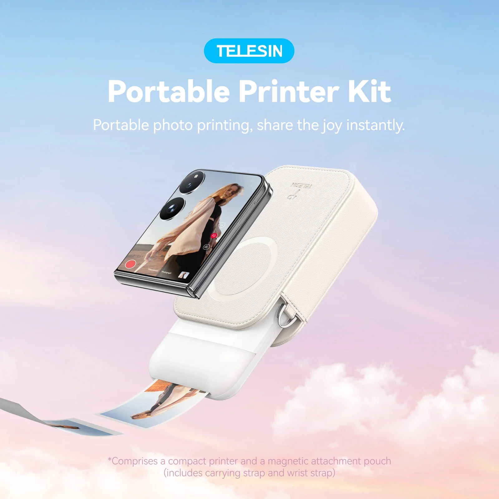 

TELESIN Portable Photo Printer Kit Bluetooth Connection 300dpi Photo Printing Turn Your Phone Into A Retro Camera Universal