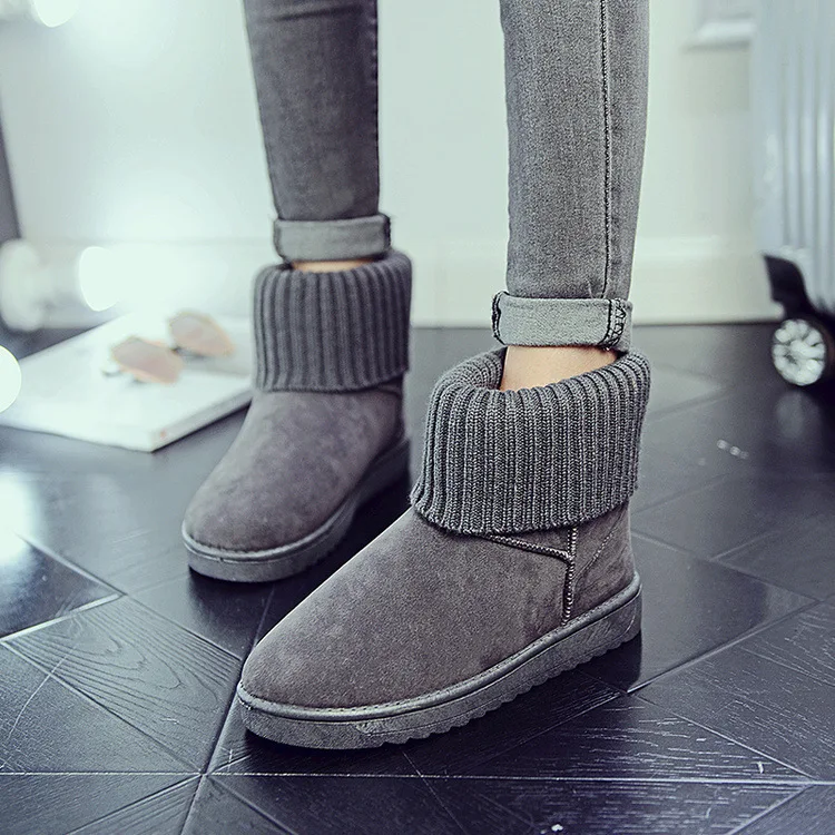 New women's woolen snow boots, women's flat bottomed short boots, waterproof platform, flat heel, plush and warm cotton shoes