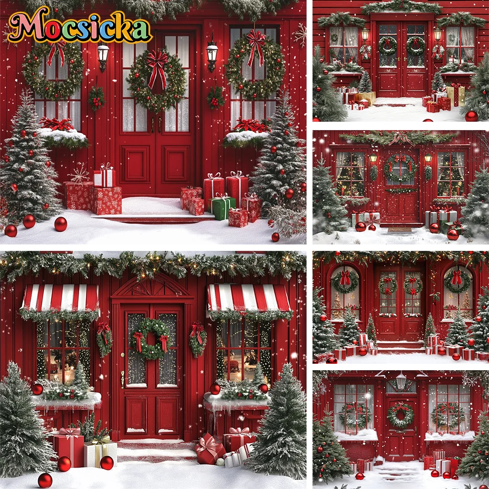 

Christmas Backdrop Xmas Tree Santa Claus Window Fireplace Baby Family Portrait Photography Backgrounds for Photo Studio