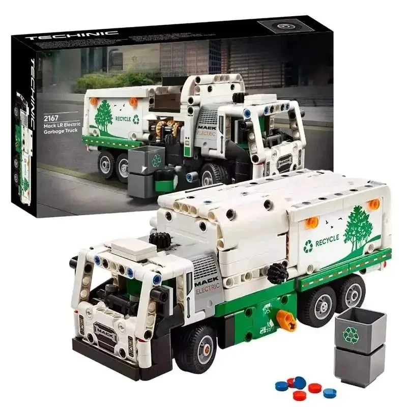 2026年新発売-503ピース-moc-42167-テクニカルマックlr電動ゴミ収集車-組み立てブロック-おもちゃ-子供向けギフト