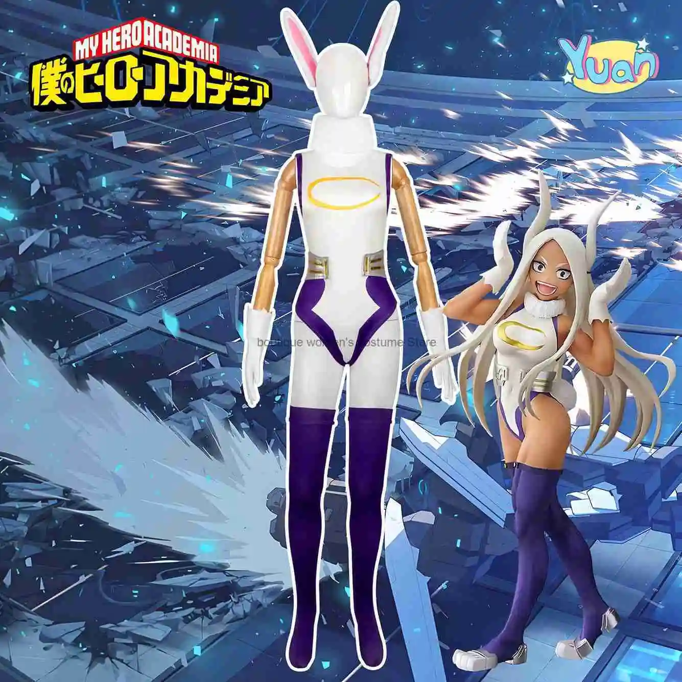 

Halloween Cosplay Academia Cosplay Costume Rabbit Hero Miruko Bodysuit Battle-Suit Cosplay Costume Anime Game Suit