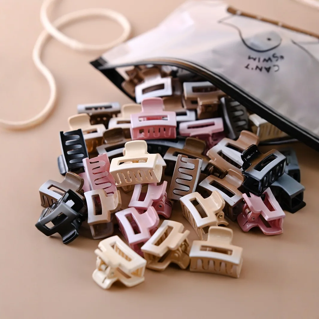 10 pezzi moda sfumatura di colore misto opaco geometrico quadrato piccolo artiglio per capelli clip colore caramella mollette per capelli accessori per capelli