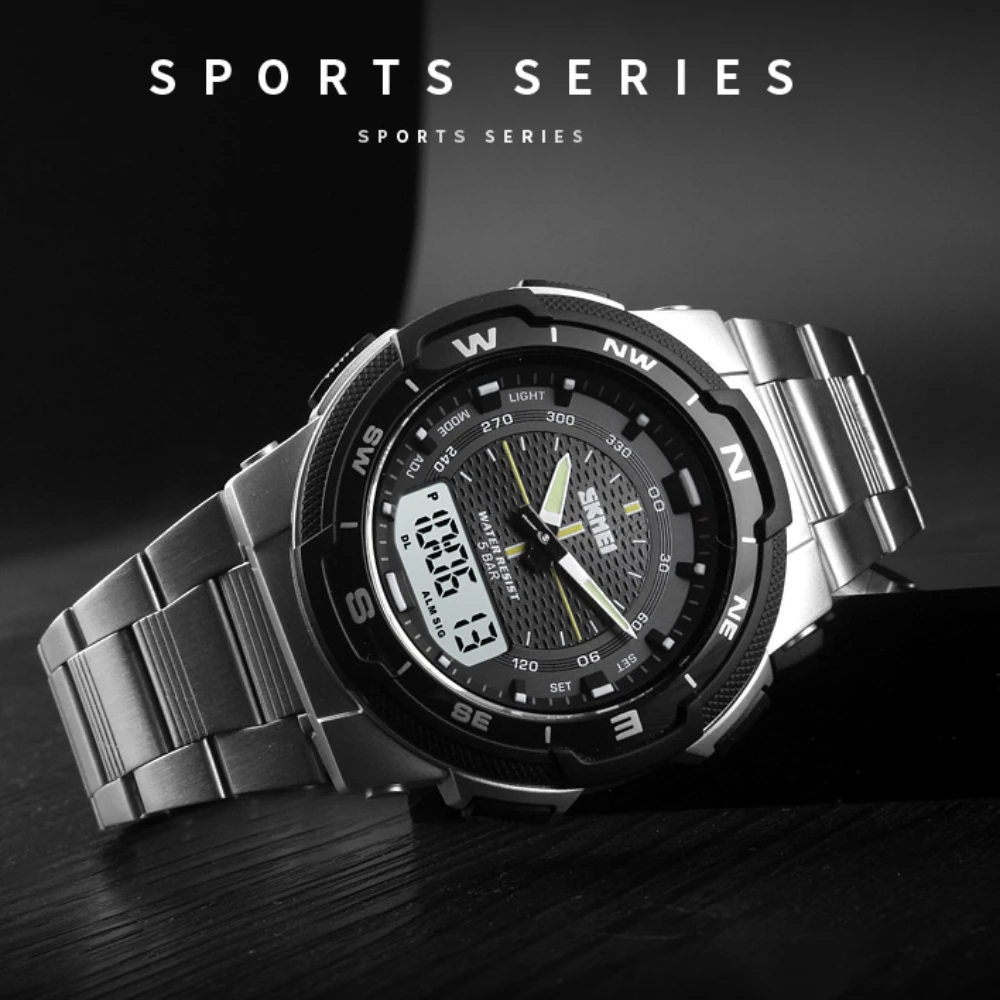 

SKMEI Fashion Back Light Sport Digital Watch Mens Clock Top Brand Luxury Full Steel Business Date Waterproof Chrono Wristwatch