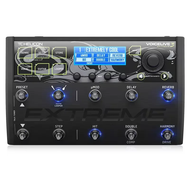 VOICELIVE 3 EXTREME delivers studio grade reverb and compression for live guitar performance