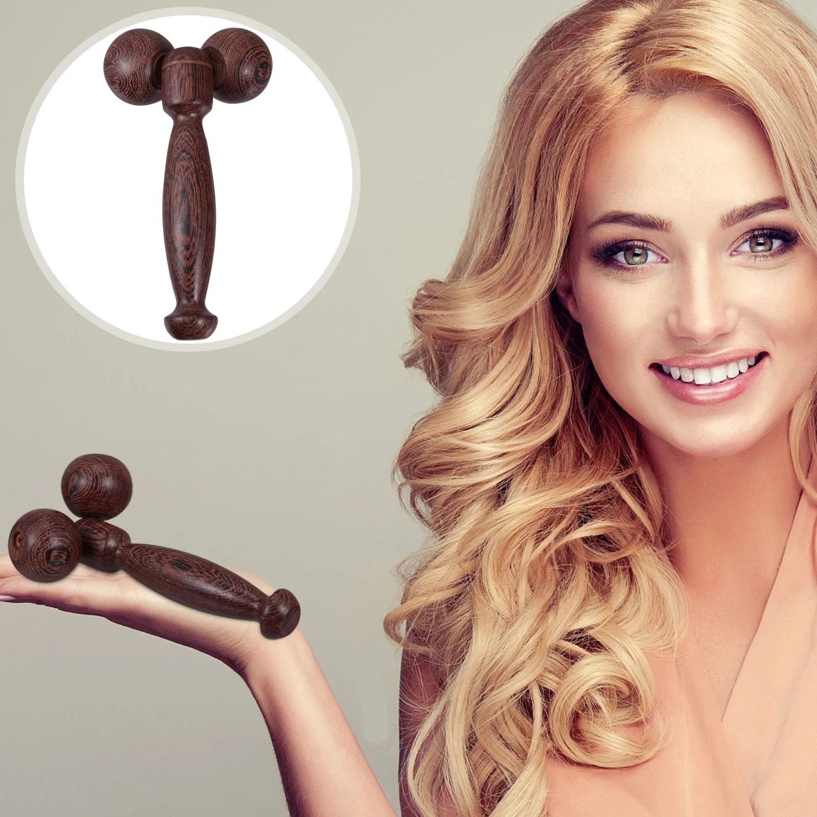 

Portable Wooden Face Massager Tool Ergonomic Design For Blood Circulation Fat Removal Edema Elimination Lifting Roller