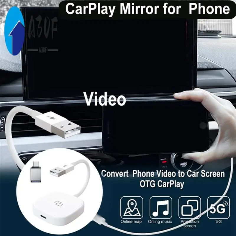 

A30F-2PCS Carplay Mirror Adapter For Wired Carplay Mirror Dongle With PD For Converting Video To Car Display