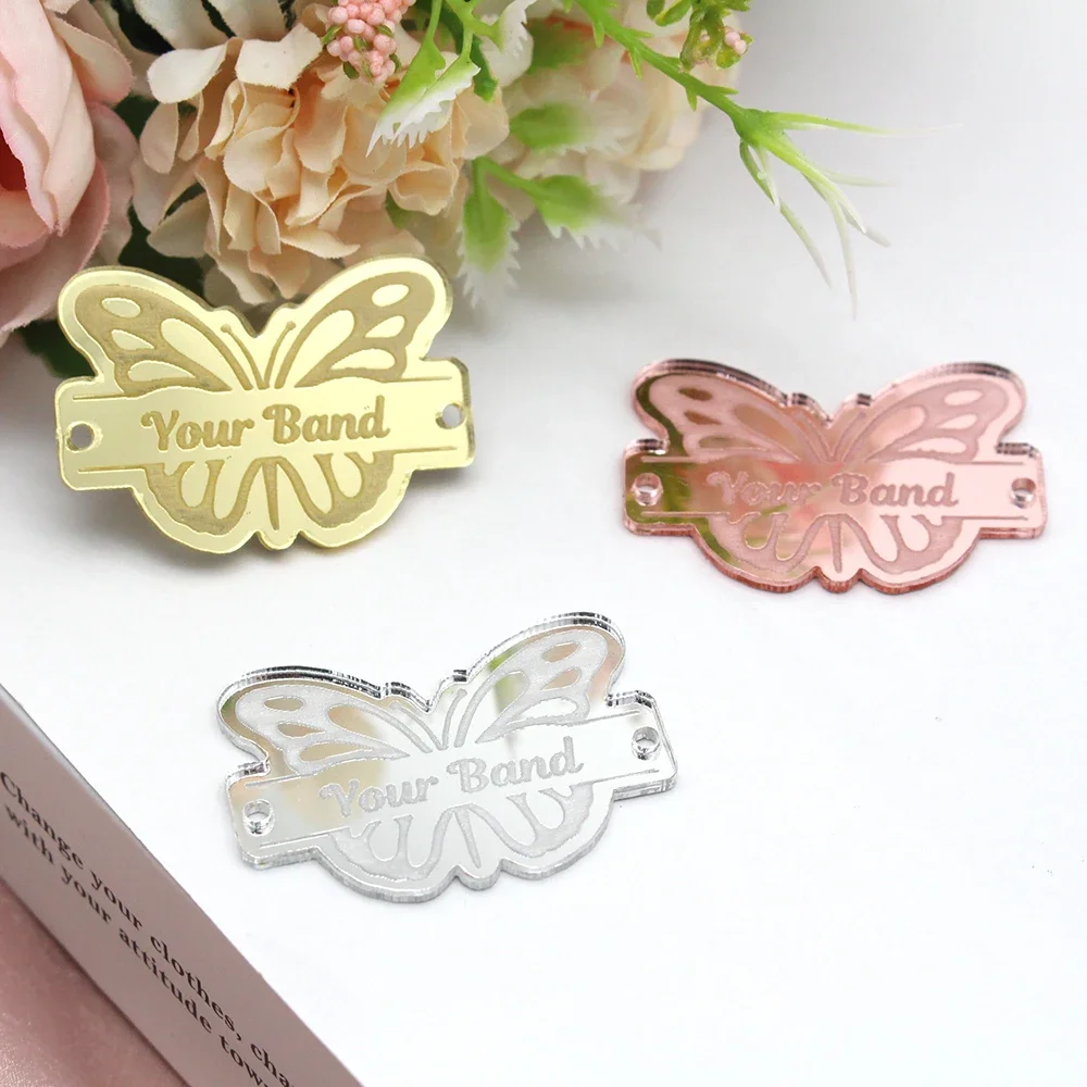 

20/50/100Pcs Personalized Baby Name Baptism Engraved Mirror Acrylic Butterfly Tag Wedding Party Decoration Custom Gift