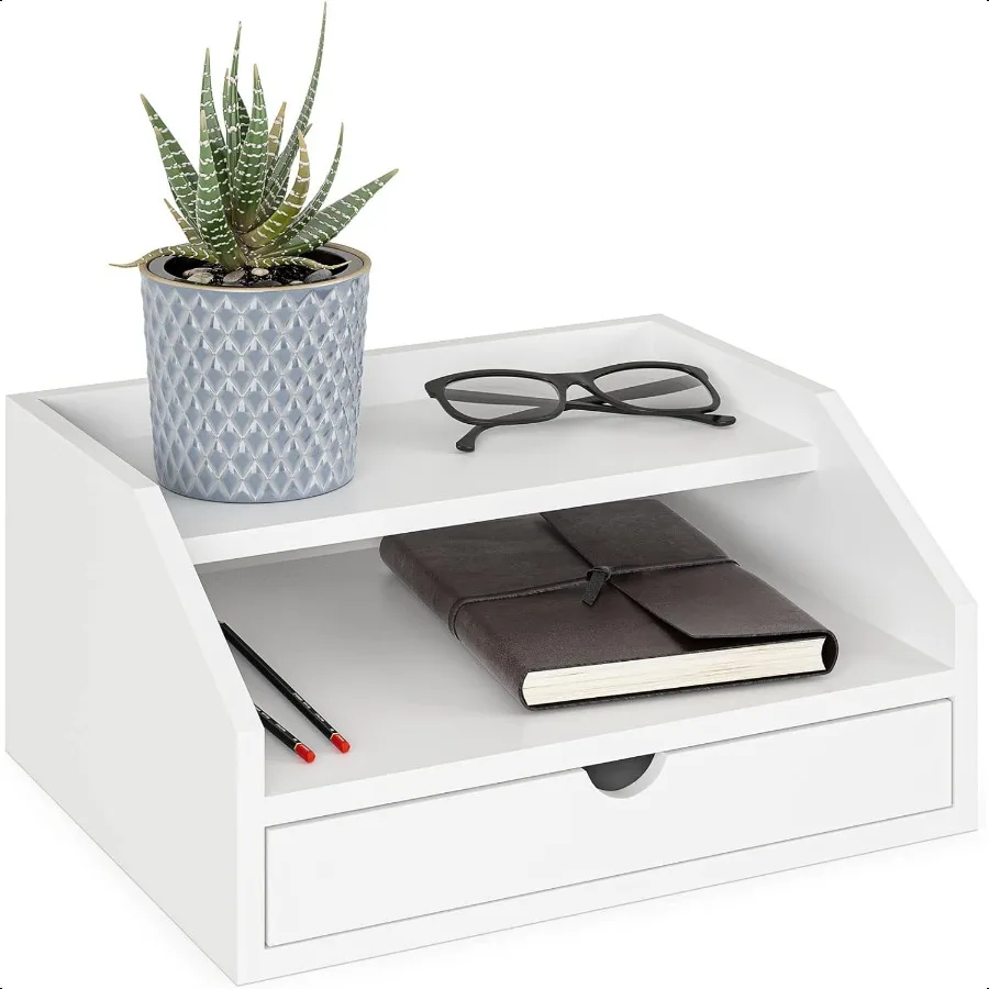 

Balli Desk Organizer with Drawer 2 Tier Paper Office plies Desk Organizer 13 2 5 x 9 3 5 x 6 White