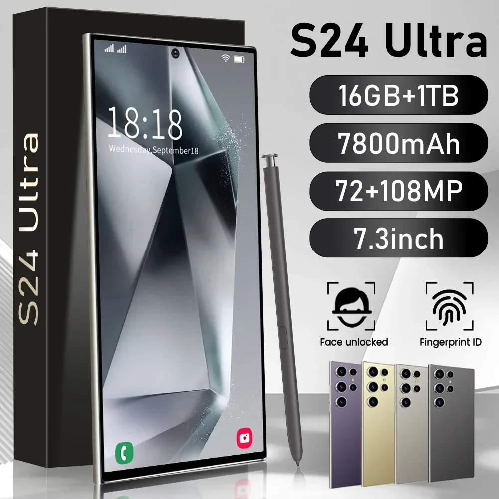 New S24 Ultra 7.3HD Original Smartphone Global Version 4G 5G Dual SIM Cellphones Android14 Cell Phone 8000mAh Mobile Phones