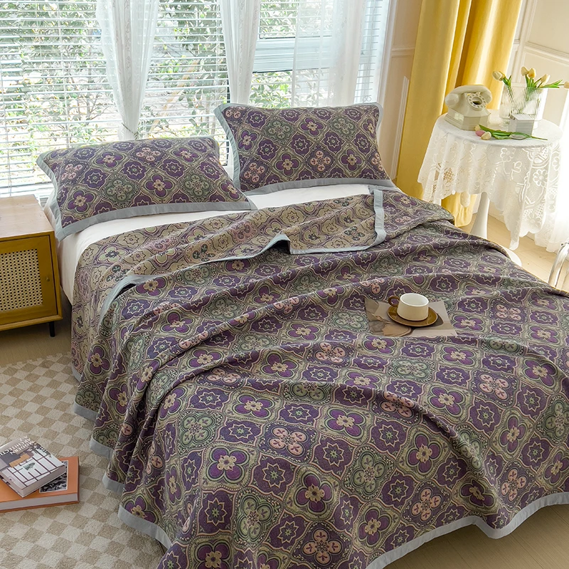 Tre strati, trapunta asciugamano, puro cotone, garza, adulto, estivo, coperta, trapunta.