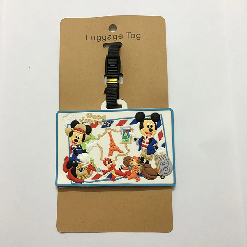 Disney-Praça Mickey Bagagem Tag, Acessórios de Viagem, Mala Moda Estilo, Silicone Etiqueta Portátil Viagem, ID Adres Titular