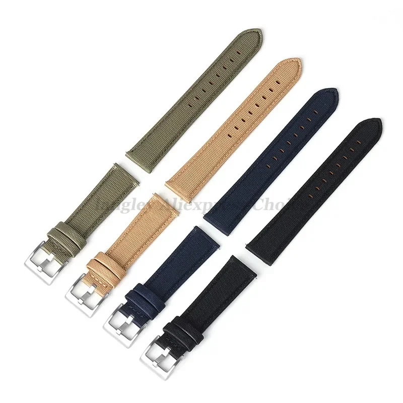 Nylon Canvas Leather Strap 20mm 22mm for Omega for Swatch for Samsung Galaxy Watch 4/5/6 Quick Release Men Women Sport Watchband image 5