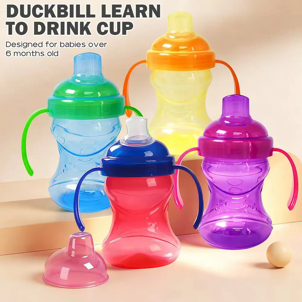 Taza de 270ml para niños aprendan a beber, taza con boca de pato antigolpes, taza de leche para beber directamente para bebés de más de un año