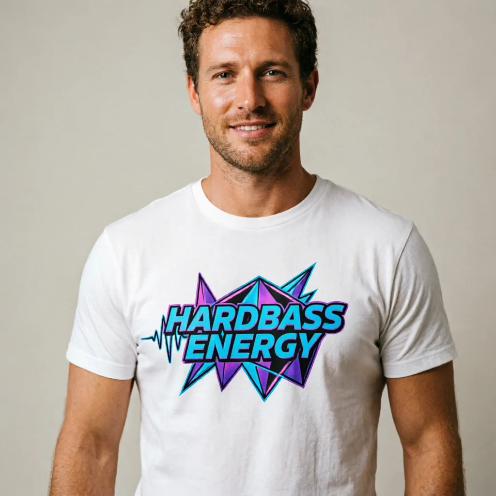 Hardbass Energy Men's Streetwear T-Shirt – Retro Fitness Vibes,Bold Vector Graphic Tee for Gym & Urban Style