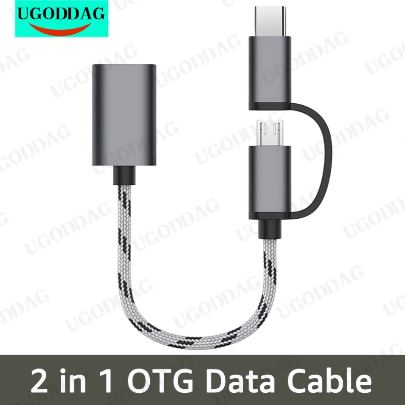 Adaptador OTG 2 en 1 tipo C, Cable adaptador Micro USB a USB 3,0, Cable de transferencia de datos USB-C para Xiaomi, Redmi, Samsung, conector OTG