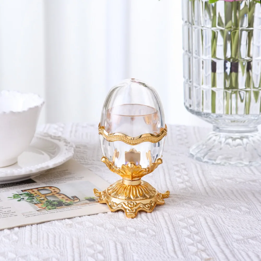 

Nordic Style Egg Shaped Toothpick Box with Base Dust Proof Toothpick Holder Transparent Cotton Swab Organizer Living Room