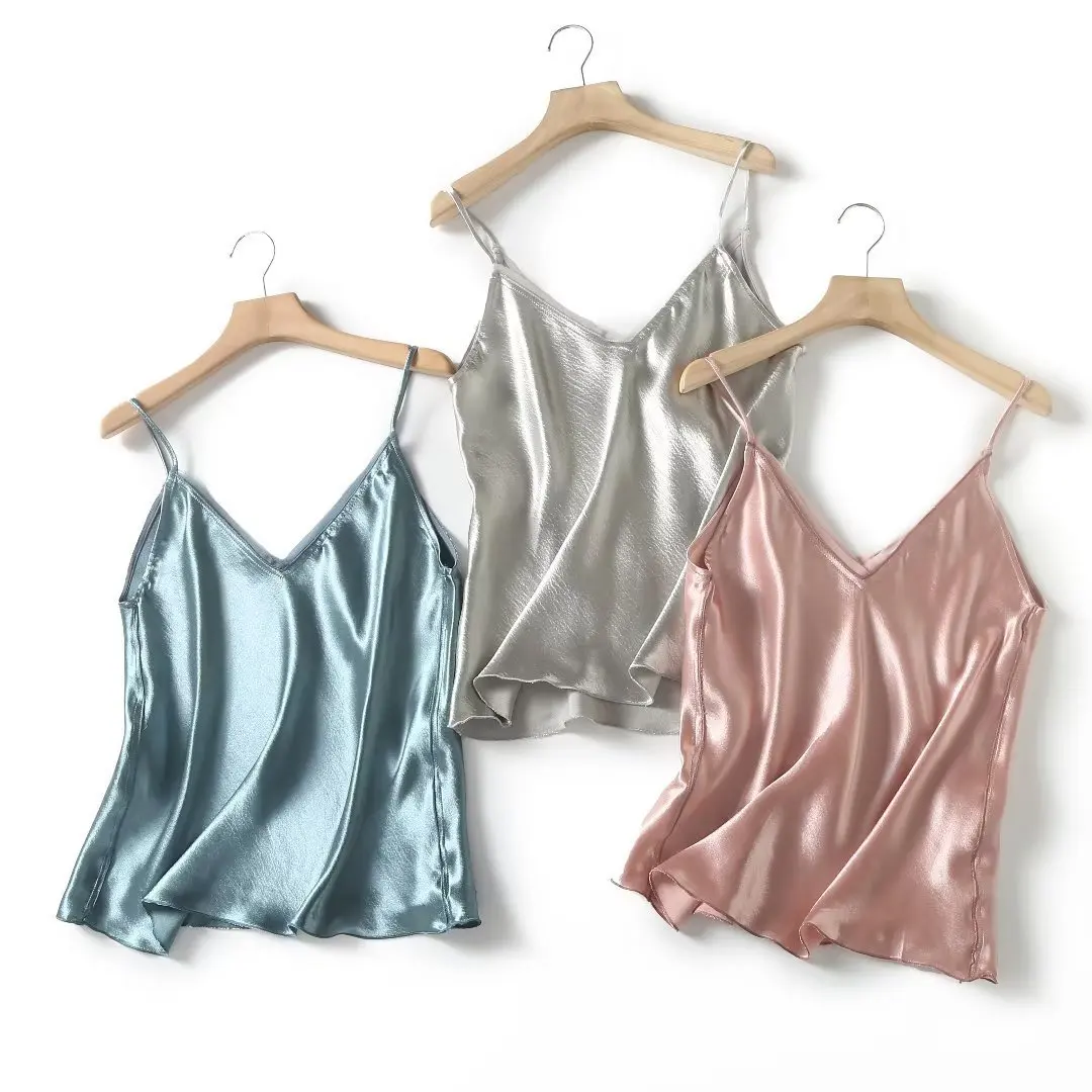 2025 été Camisole mince gilet Sexy femmes sans manches col en v gris t-shirt débardeurs femme solide hauts Y2k