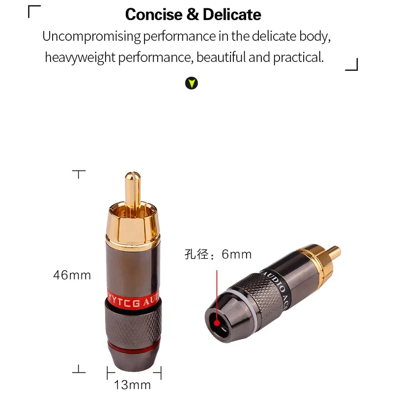 Złącze audio YYTCG-RCA, złącze pozłacane, stojak wideo Lotus Head, kabel 6 mm, adapter wtyczki męskiej RCA 1/2/4 sztuki — zdjęcie 7