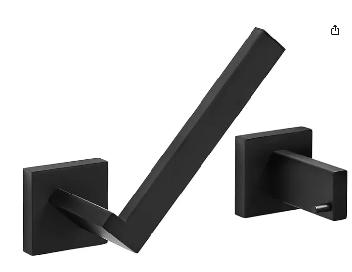 

Matte Black Stainless Steel Wall Mount Toilet Paper Holder Double Post Pivoting Tissue Handle Square Bathroom Set Tissue Roll