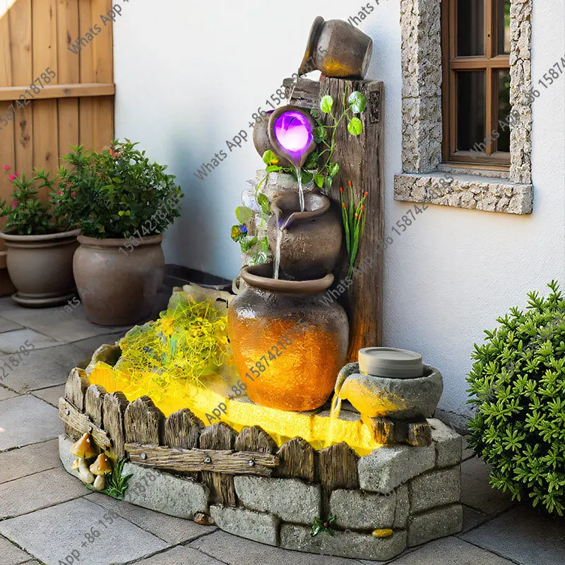 Bn Flow Ornament Circulating Water Courtyard Water Landscape Landscaping Decorative Fish Pond Floor-to-ceiling Pottery Pot