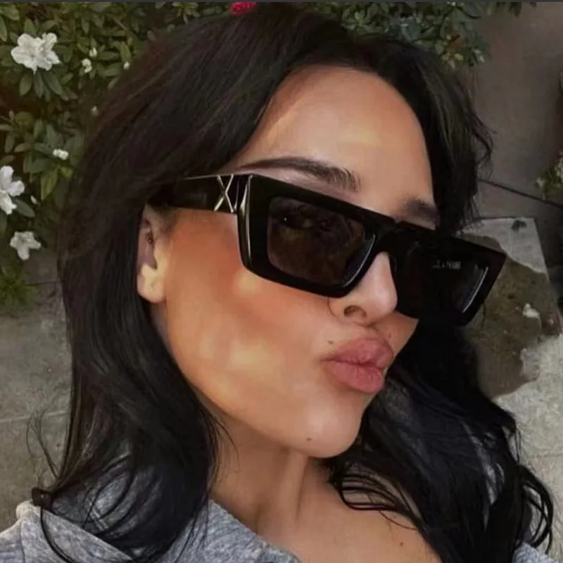 Small frame square personalised temples X modelling sunglasses ladies daily streetwear accessories men\'s UV protection driving