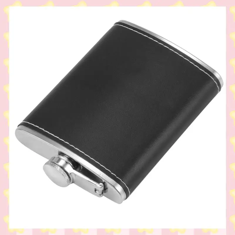 

AB51 3X Pocket Hip Flask 8 Oz With Funnel Stainless Steel With Black Leather Wrapped Cover And Leak Proof - Fits Any Suit