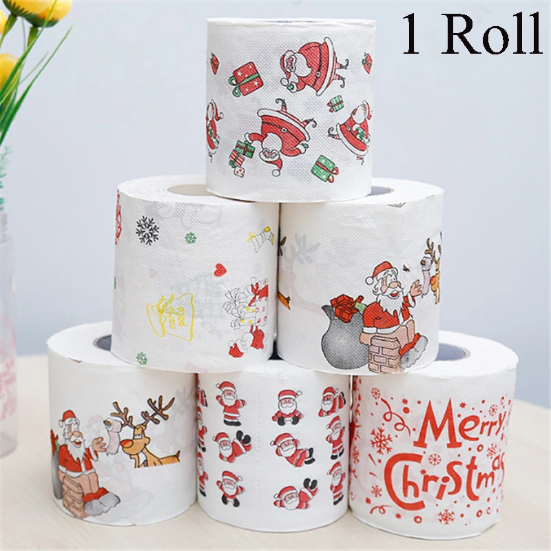 1PC Christmas Toilet Roll Paper Bath Toilet Roll Paper Christmas Supplies Home Santa Claus Xmas Tissue Roll New Year Decoration