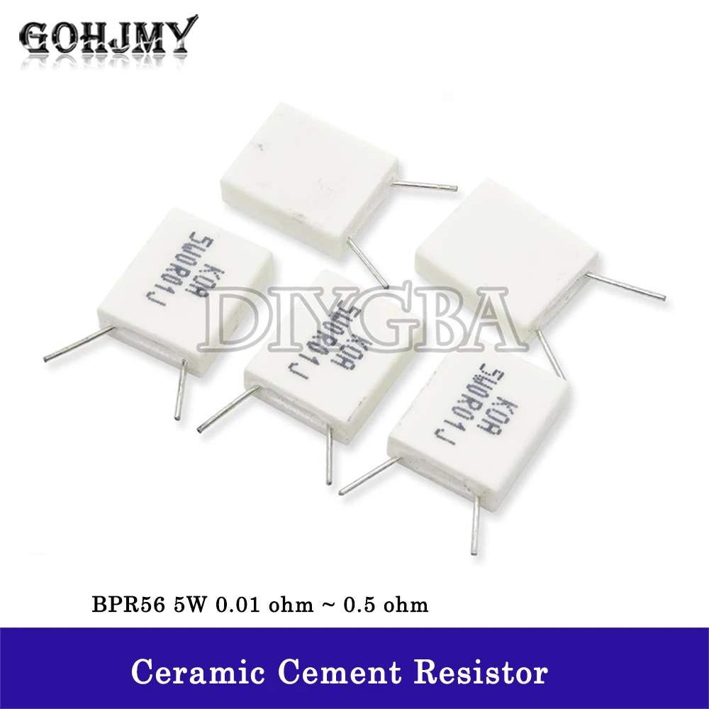 

10PCS BPR56 5W Non-inductive Ceramic Cement Resistor 0.1R 0.15R 0.22R 0.25R 0.33R 0.5R 0.001 0.1 0.15 0.22 0.25 0.33 0.5 ohm