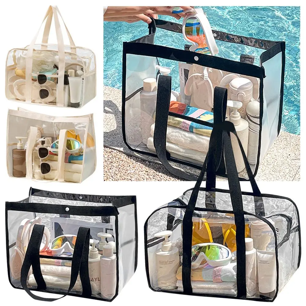 New PVC Swimming Beach Bag Transparent Large Capacity Travel Clothing Storage Bag Handbag Waterproof Toiletry Bag