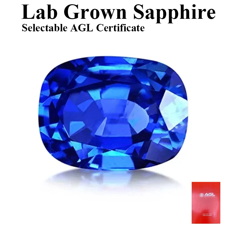 

Wholesale Lab Grown Sapphire Rectangular Cushion Shape Royal Blue Color Charms for Jewelry Making Selectable AGL Certificate