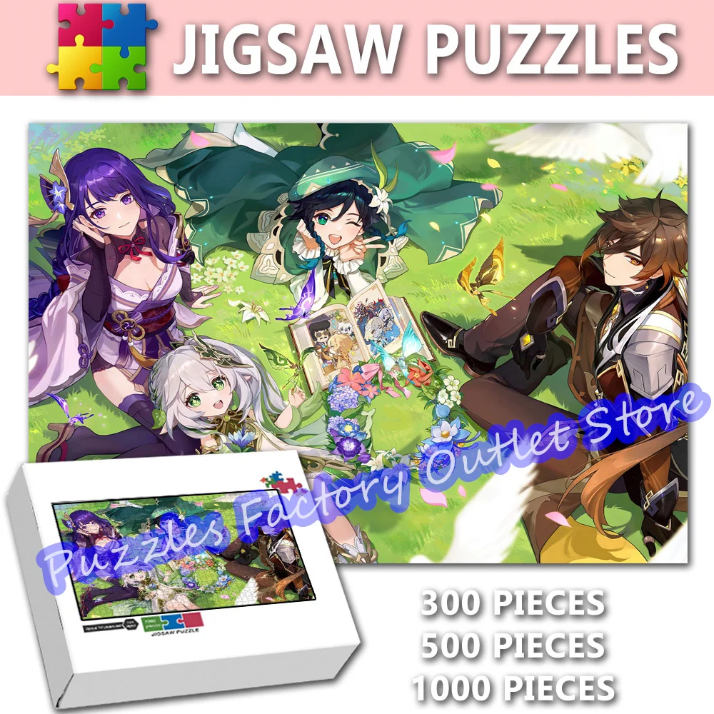 Jigsaw Puzzles 300/500/1000 Pieces Game Video Genshin Impact Beauty Girl Cartoon Animeprint Puzzle for Kids Decompress Toys