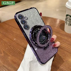 Ultra Thin Plating TPU Glitter Magsafe Stand Holder Case for Samsung A55 A54 A53 A25 A15 A35 A32 A52 A22 A24 A12 A14 A13 A52S