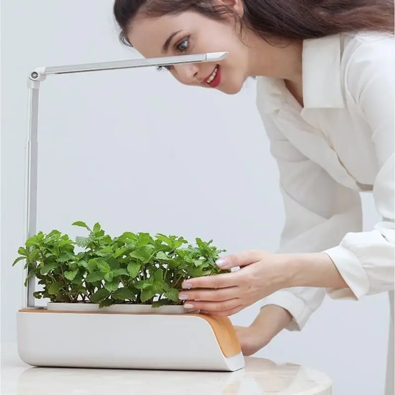 Aluminum Hydroponic Planter With LED Grow Lights 3 Cultivation Modes Height Control Indoor Gardening
