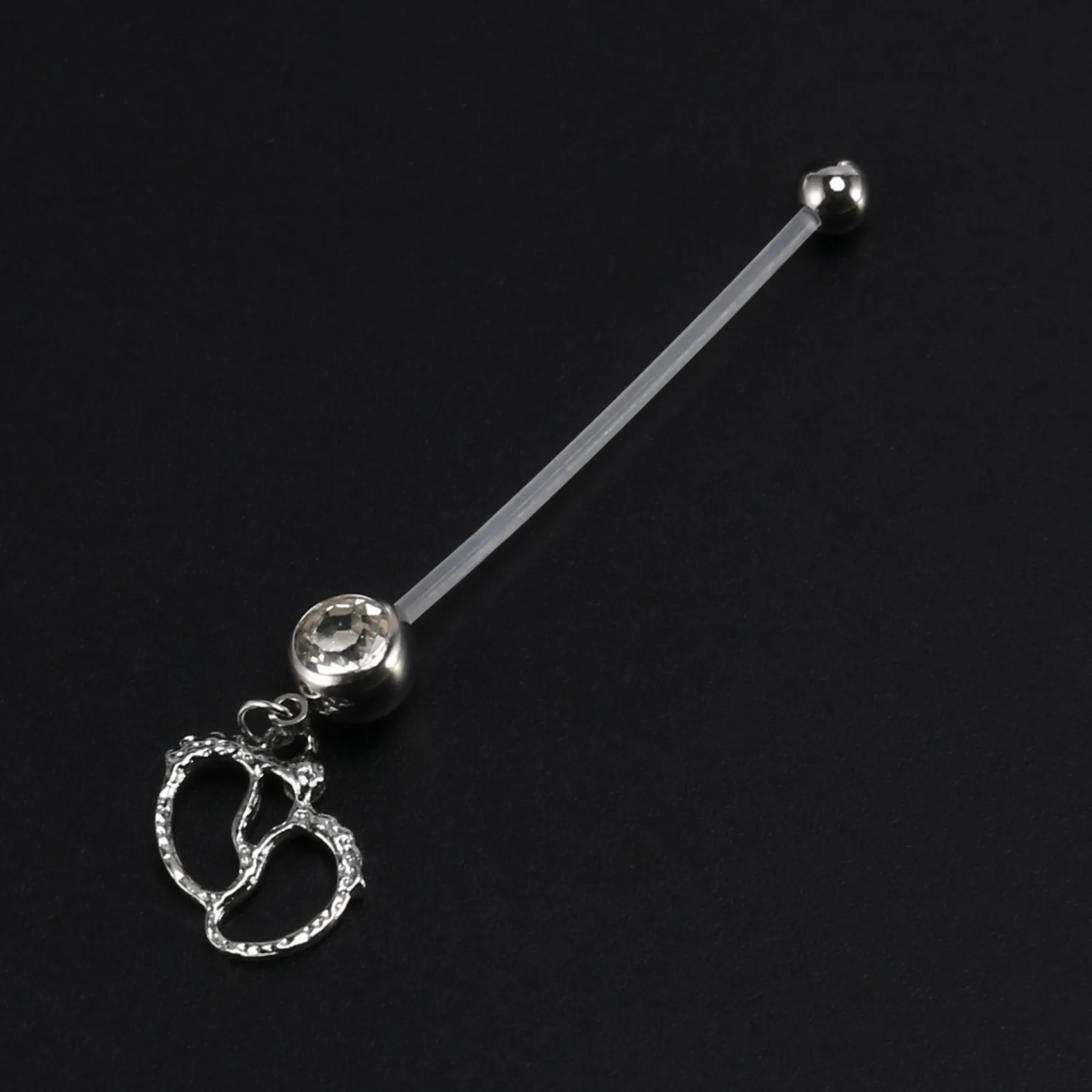 CYL-Flexible Pregnancy Maternity Belly Navel Bar Ring Body Piercing Baby Feet White