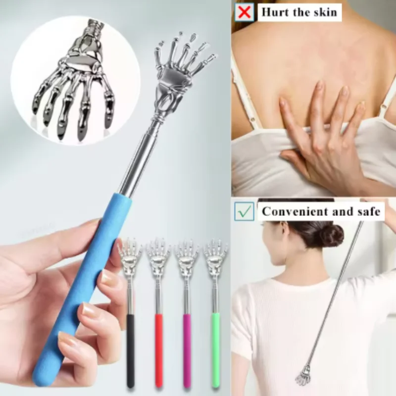 

1/3/6 pcs Skeleton Hand Stainless Steel Back Scratcher Telescopic Scratching Massager Claw Relax Old Man Happy Health Products